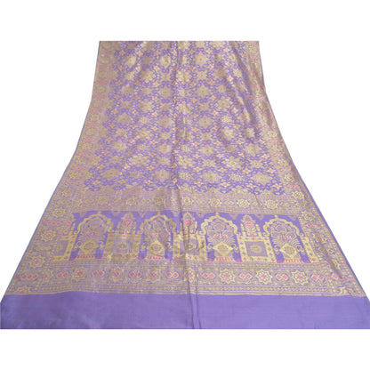 Санскритские винтажные фиолетовые сари из искусственного шелка ручной работы, премиальное сари, 5 ярдов, устойчивая ткань