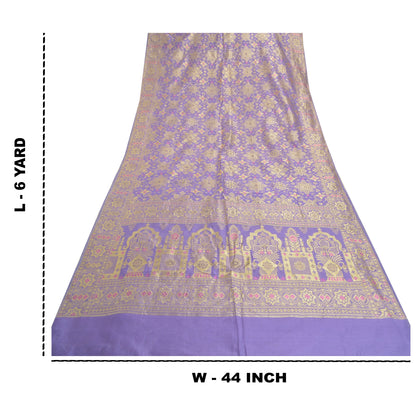 Санскритские винтажные фиолетовые сари из искусственного шелка ручной работы, премиальное сари, 5 ярдов, устойчивая ткань