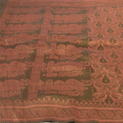 Санскритские винтажные зеленые сари из смеси шелка ручной работы этническое сари устойчивая ткань