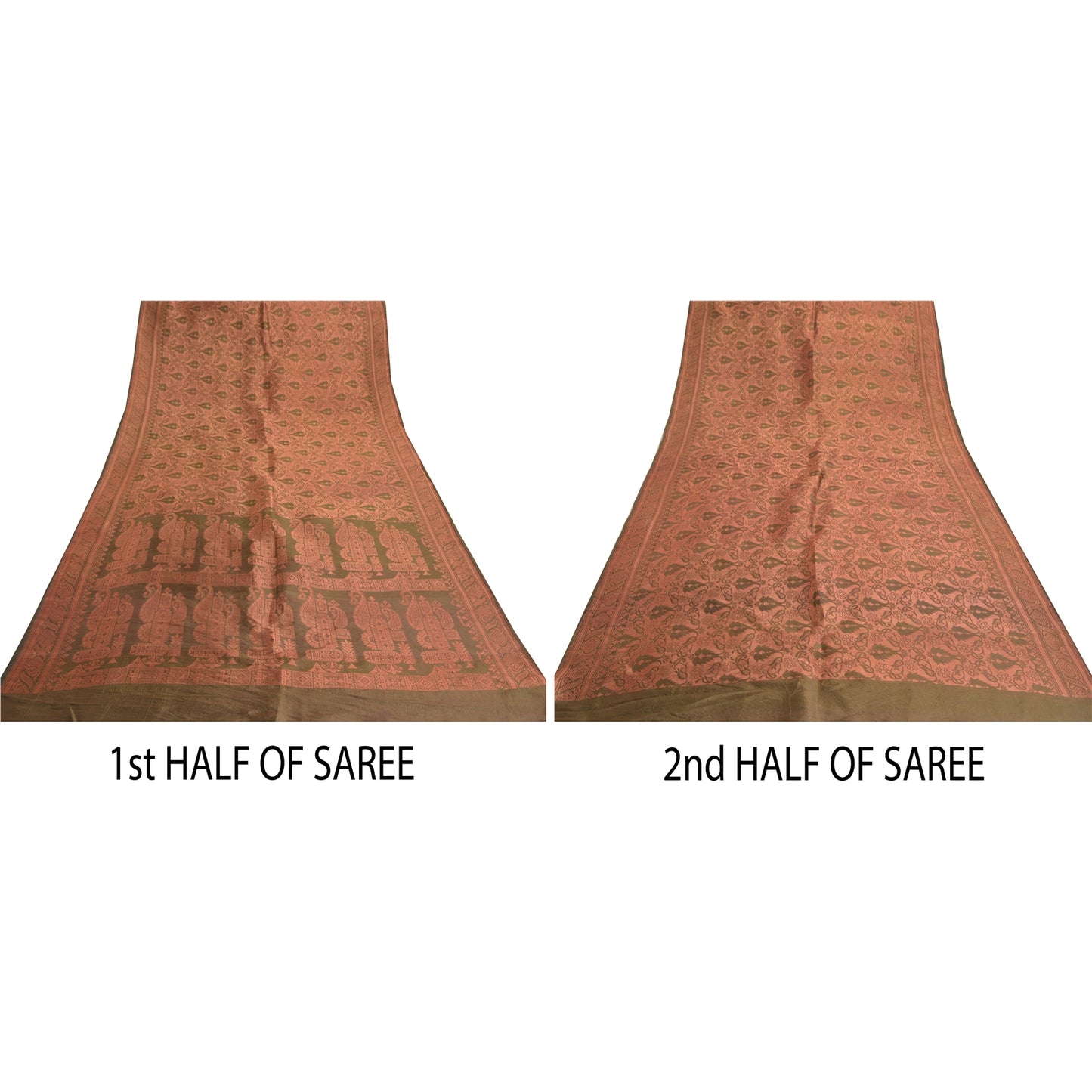 Санскритские винтажные зеленые сари из смеси шелка ручной работы этническое сари устойчивая ткань