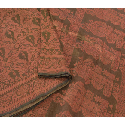 Санскритские винтажные зеленые сари из смеси шелка ручной работы этническое сари устойчивая ткань