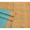 Sanskriti Vintage Turquoise Sarees Pure Silk Hand-Woven Premium Sari Sustainable Fabric