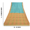 Sanskriti Vintage Turquoise Sarees Pure Silk Hand-Woven Premium Sari Sustainable Fabric