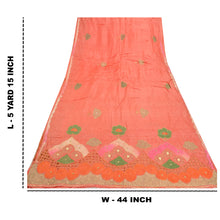 Load image into Gallery viewer, Sanskriti Vintage Peach Sarees 100% Pure Silk Hand Beaded Sari Craft Fabric
