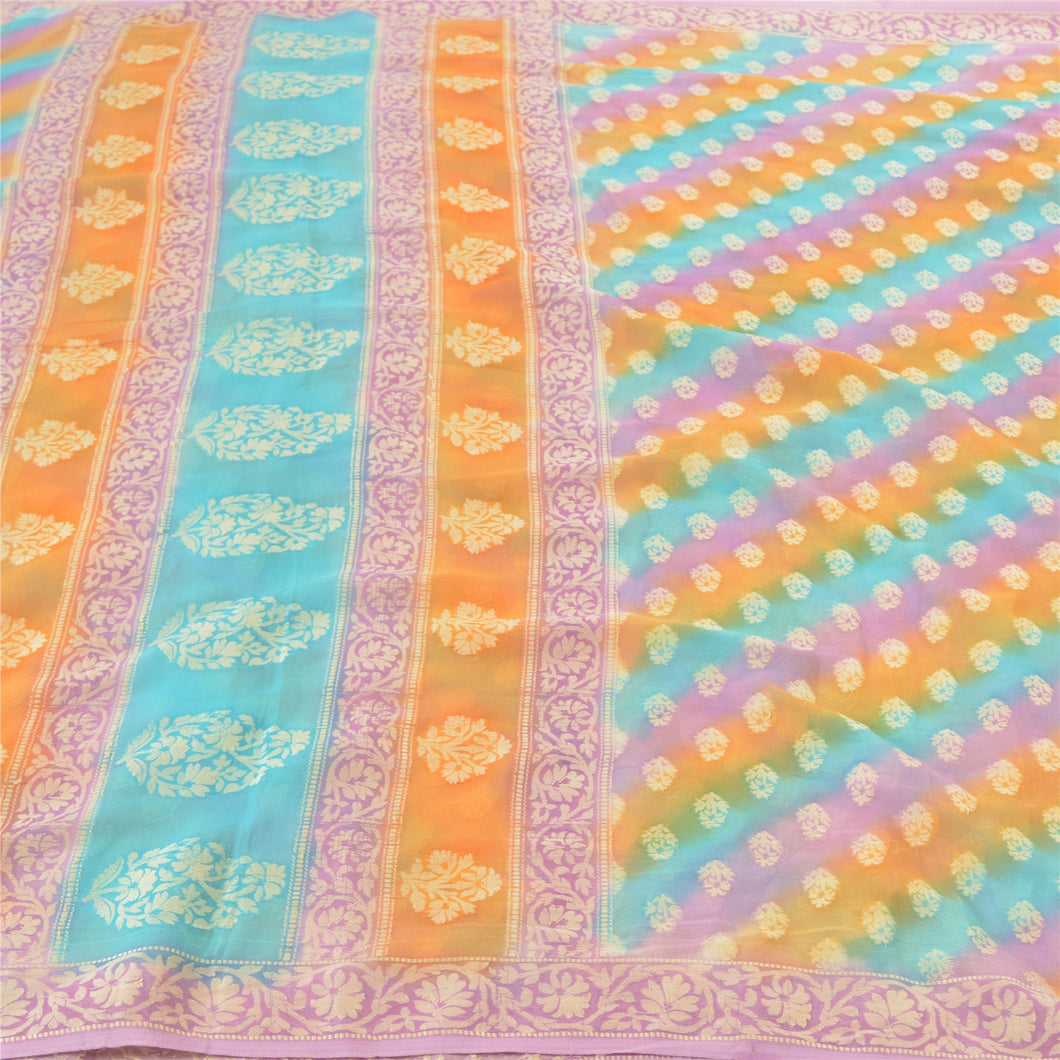 Sanskriti Vintage Bollywood Sarees Pure Georgette Silk Hand-Woven Sari Fabric