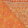 Sanskriti Vintage Orange Sarees Pure Silk Sari Hand Beaded Kantha 5 Yard Sustainable Fabric