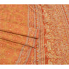 Sanskriti Vintage Orange Sarees Pure Silk Sari Hand Beaded Kantha 5 Yard Sustainable Fabric