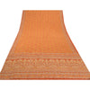 Sanskriti Vintage Orange Sarees Pure Silk Sari Hand Beaded Kantha 5 Yard Sustainable Fabric
