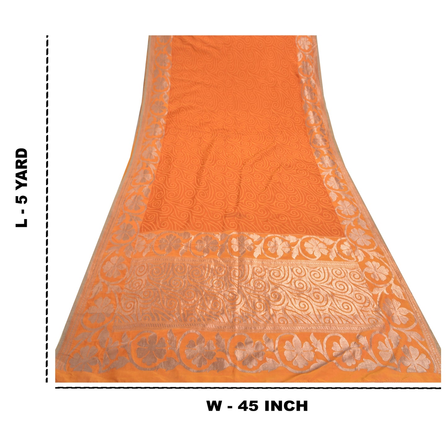 Sanskriti Vintage Saffron Sarees Blend Silk Woven Indian Sari Cultural Sustainable Fabric