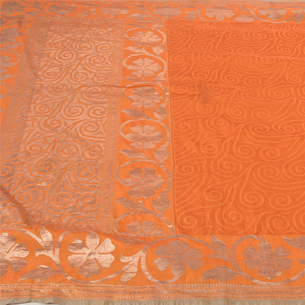 Sanskriti Vintage Saffron Sarees Blend Silk Woven Indian Sari Cultural Sustainable Fabric