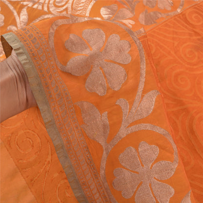 Sanskriti Vintage Saffron Sarees Blend Silk Woven Indian Sari Cultural Sustainable Fabric