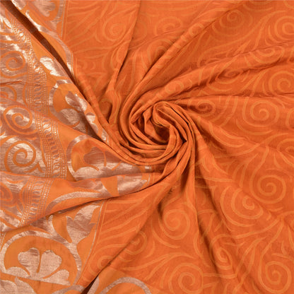 Sanskriti Vintage Saffron Sarees Blend Silk Woven Indian Sari Cultural Sustainable Fabric