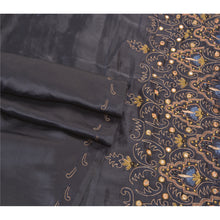 Load image into Gallery viewer, Sanskriti Vintage Black Sarees Art Silk Hand Beaded Premium Sari Mirror Fabric

