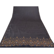 Load image into Gallery viewer, Sanskriti Vintage Black Sarees Art Silk Hand Beaded Premium Sari Mirror Fabric
