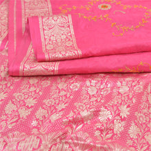 Load image into Gallery viewer, Sanskriti Vintage Pink Sarees Pure Silk Embroidered Woven Sari Fabric Blouse PC
