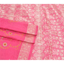 Load image into Gallery viewer, Sanskriti Vintage Pink Sarees Pure Silk Embroidered Woven Sari Fabric Blouse PC
