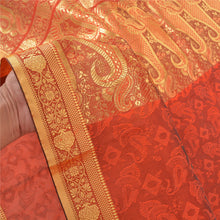 Load image into Gallery viewer, Sanskriti Vintage Orange Sarees Art Silk Woven Sari Premium 5 Yard Craft Fabric
