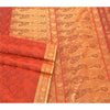Sanskriti Vintage Orange Sarier Kunstsilke Vævet Sari Premium 5 Yard Håndværk Bæredygtigt Stoff