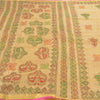 Sanskriti Vintage Beige Sarees 100% Pure Silk Painted Craft Sari 5 Yard Sustainable Fabric