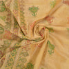 Sanskriti Vintage Beige Sarees 100% Pure Silk Painted Craft Sari 5 Yard Sustainable Fabric