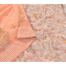 Load image into Gallery viewer, Sanskriti Vintage Peach Sarees Pure Cotton Sari Hand Embroidered Kantha Fabric
