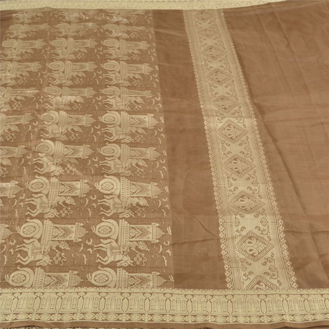Sanskriti Vintage Sarees Pure Silk Woven Baluchari Mythological Sari Fabric