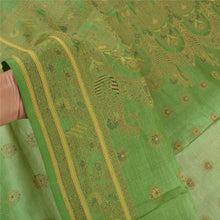 Load image into Gallery viewer, Sanskriti Vintage Green Sarees 100% Pure Silk Handwoven Sari Craft Fabric
