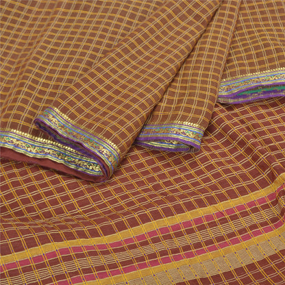 Sanskriti Vintage Dark Red Sarees Blend Cotton Hand-Woven Premium Sari Sustainable Fabric