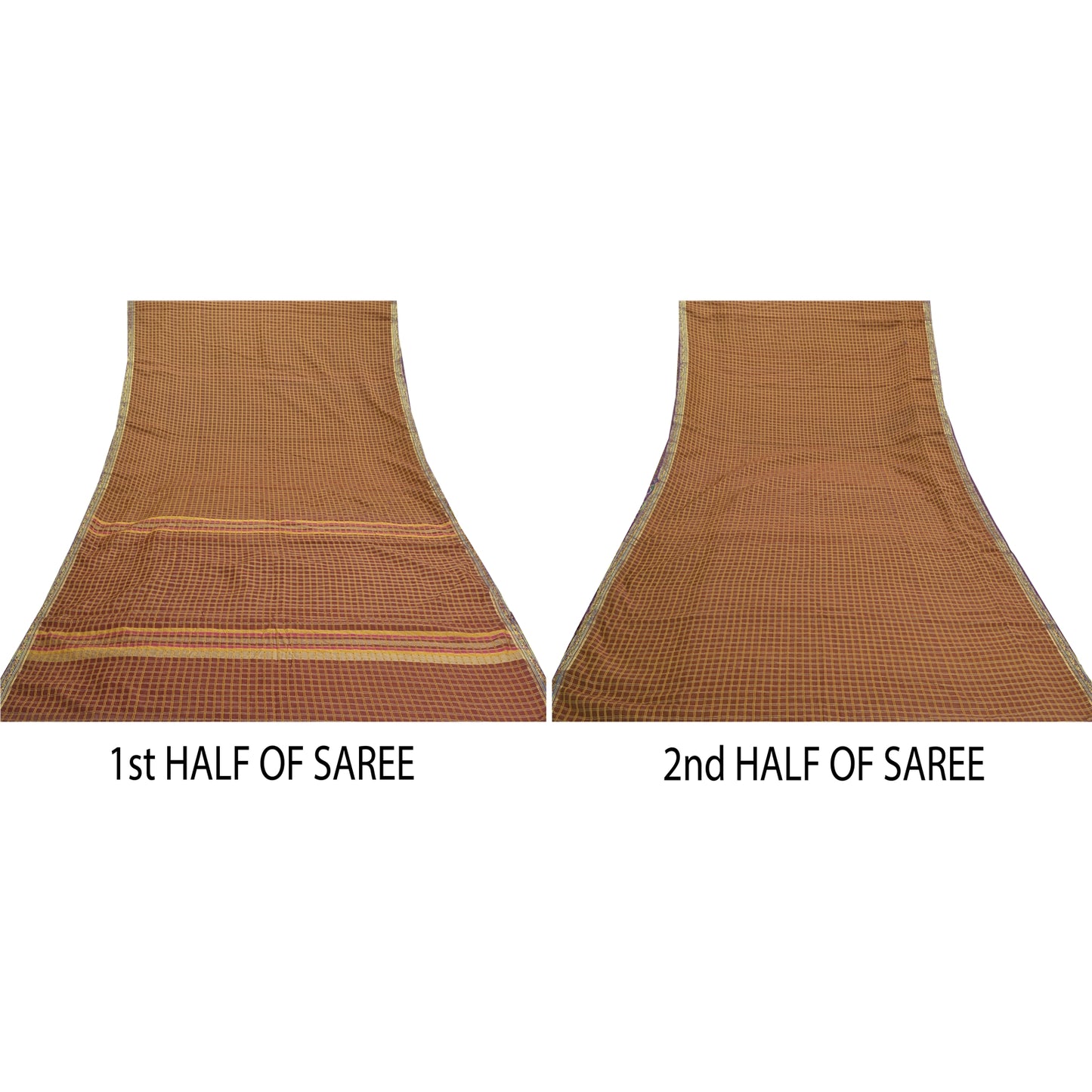 Sanskriti Vintage Dark Red Sarees Blend Cotton Hand-Woven Premium Sari Sustainable Fabric