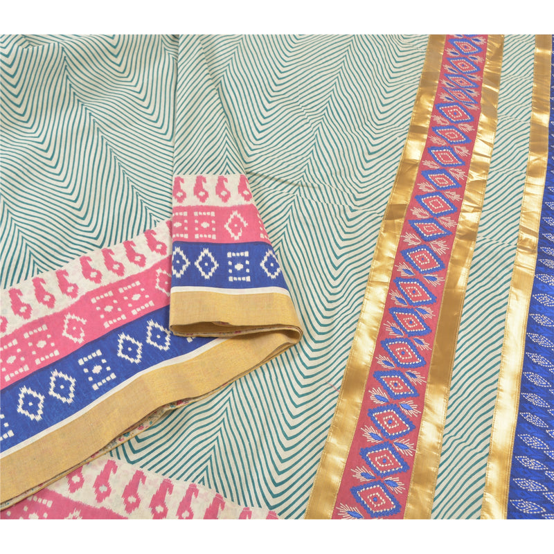 Sanskriti Vintage Indian Sarees Pure Cotton Embroidered Premium Sari Sustainable Fabric