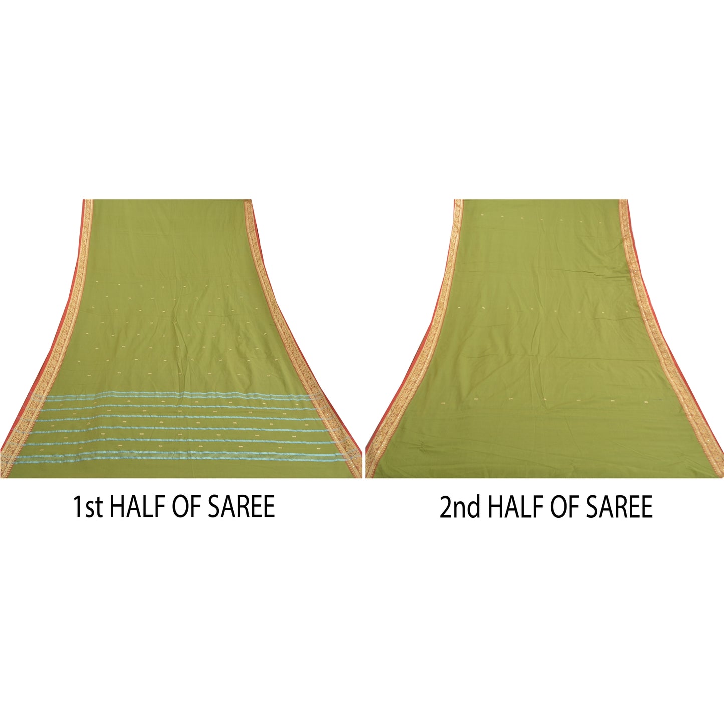 Санскритские винтажные зеленые сари из смеси хлопка ручной работы бенгальские тант-сари из экологически чистой ткани