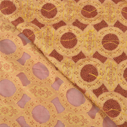 Sanskriti Vintage Brick Red Sarees Pure Organza Silk Beaded Premium Sari Sustainable Fabric