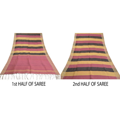 Sanskriti Vintage Indian Sarees Cotton Woven Premium Sari Craft 5 Yard Sustainable Fabric