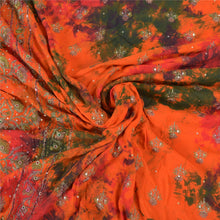 Load image into Gallery viewer, Sanskriti Vintage Sarees Pure Crepe Silk Hand Beaded TIe-Dye Premium Sari Fabric
