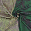 Sanskriti Vintage Green Sarees 100% Pure Silk Woven TIe-Dye Sari Craft Sustainable Fabric