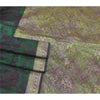 Sanskriti Vintage Green Sarees 100% Pure Silk Woven TIe-Dye Sari Craft Sustainable Fabric