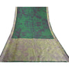 Sanskriti Vintage Green Sarees 100% Pure Silk Woven TIe-Dye Sari Craft Sustainable Fabric