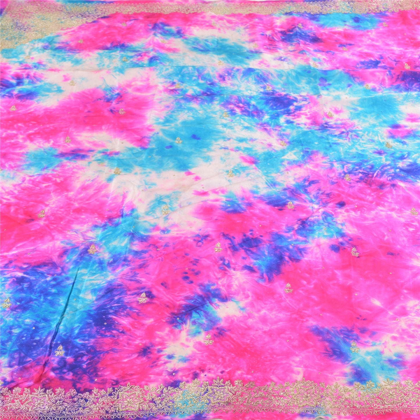 Санскритские винтажные розовые сари из чистого шелка, сотканные методом тай-дай, культурные сари для рукоделия, устойчивая ткань