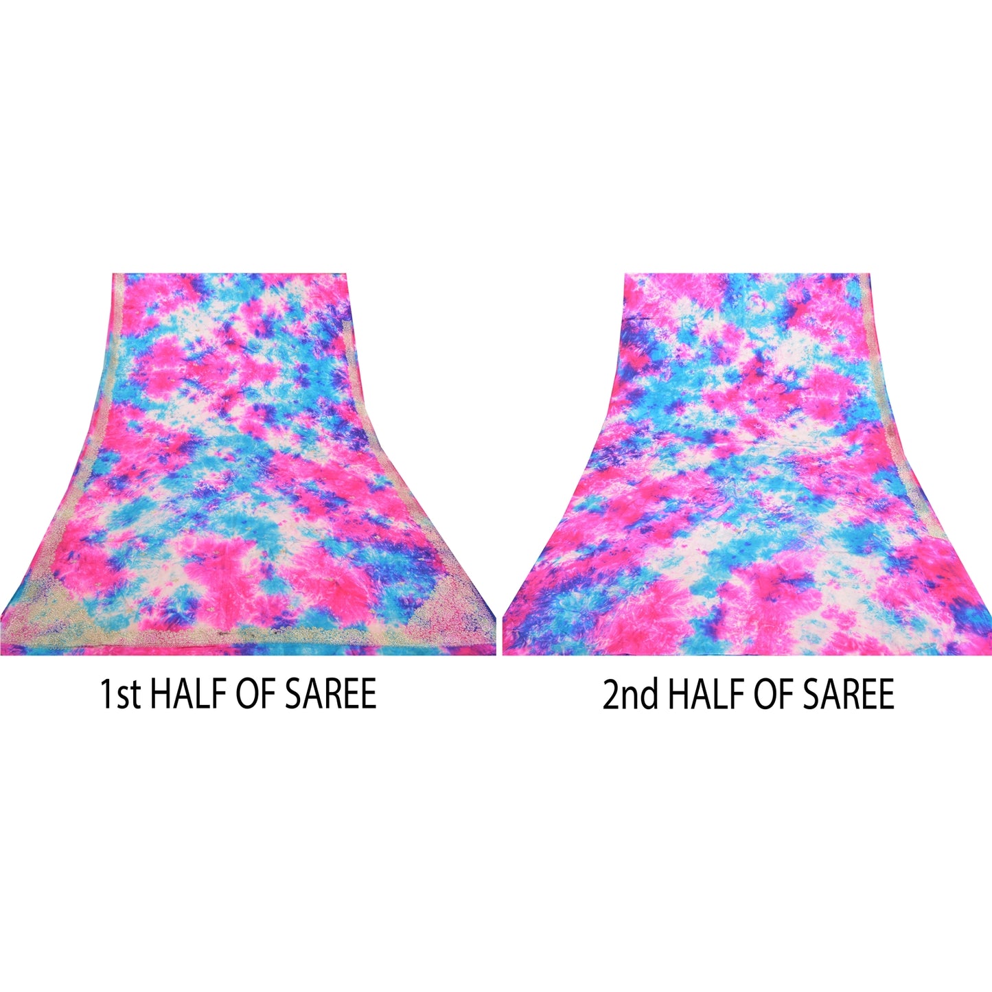 Санскритские винтажные розовые сари из чистого шелка, сотканные методом тай-дай, культурные сари для рукоделия, устойчивая ткань