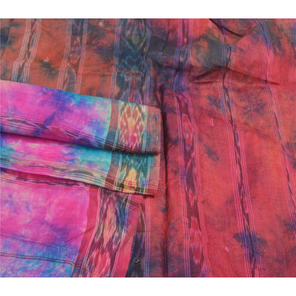 Sanskriti Vintage Sambalpuri Hand-Woven Ikat Sarees Indian 5 Yard Sari Sustainable Fabric