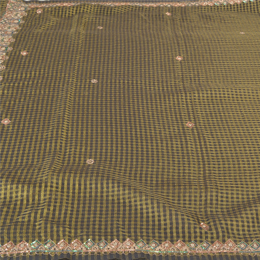 Sanskriti Vintage Black Sarees Georgette Hand Beaded Woven Premium Sari Sustainable Fabric