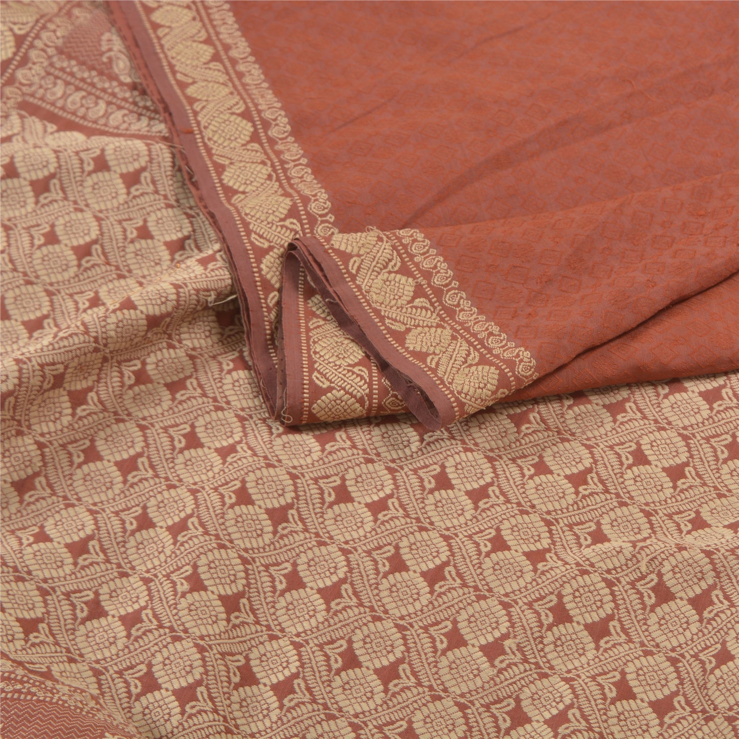 Sanskriti Vintage Brown Sarees Blend Silk Hand-Woven Premium Sari Craft Sustainable Fabric