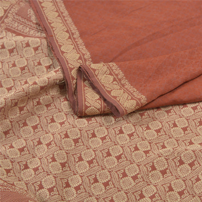 Sanskriti Vintage Brown Sarees Blend Silk Hand-Woven Premium Sari Craft Sustainable Fabric