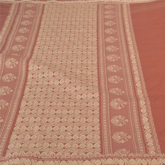 Sanskriti Vintage Brown Sarees Blend Silk Hand-Woven Premium Sari Craft Sustainable Fabric