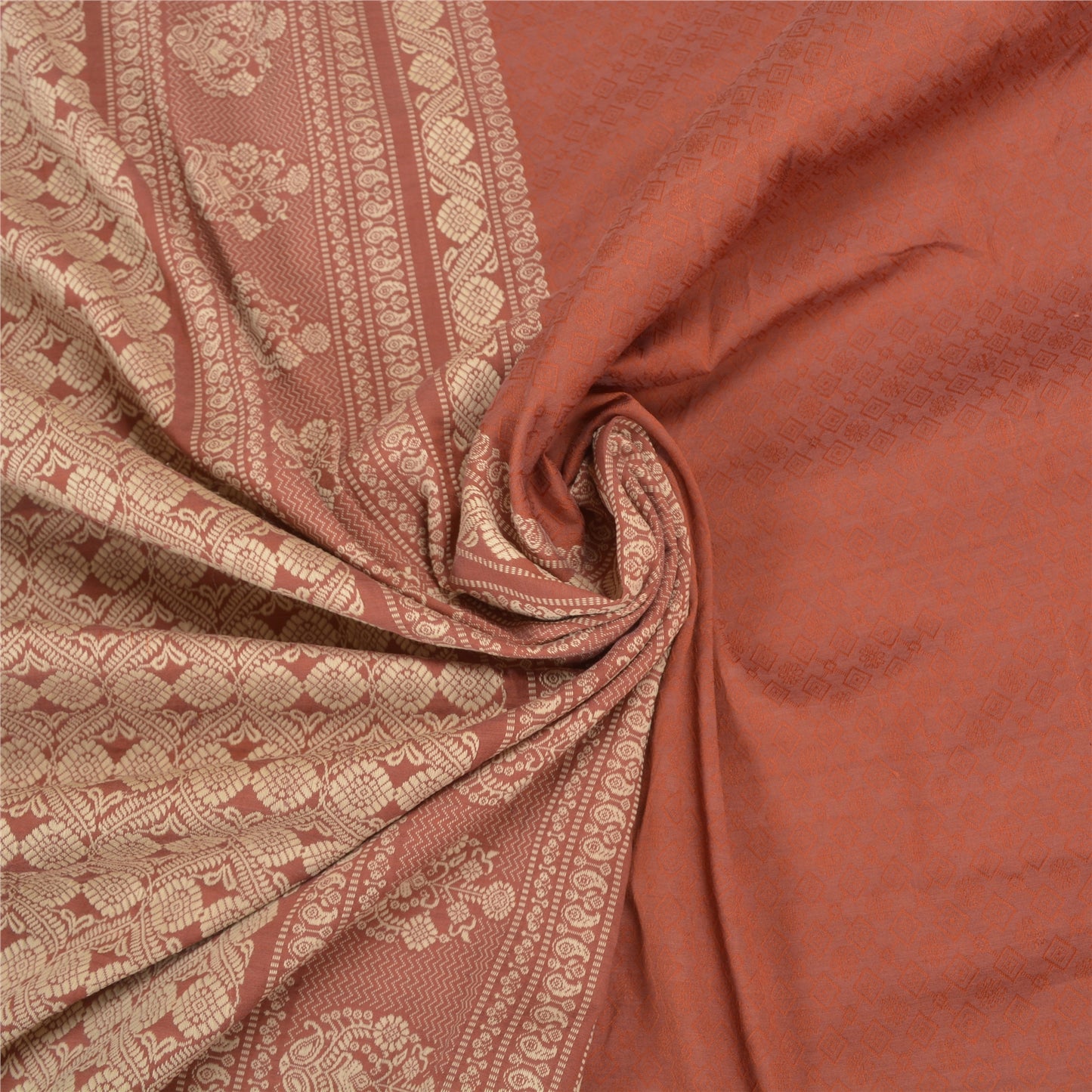 Sanskriti Vintage Brown Sarees Blend Silk Hand-Woven Premium Sari Craft Sustainable Fabric