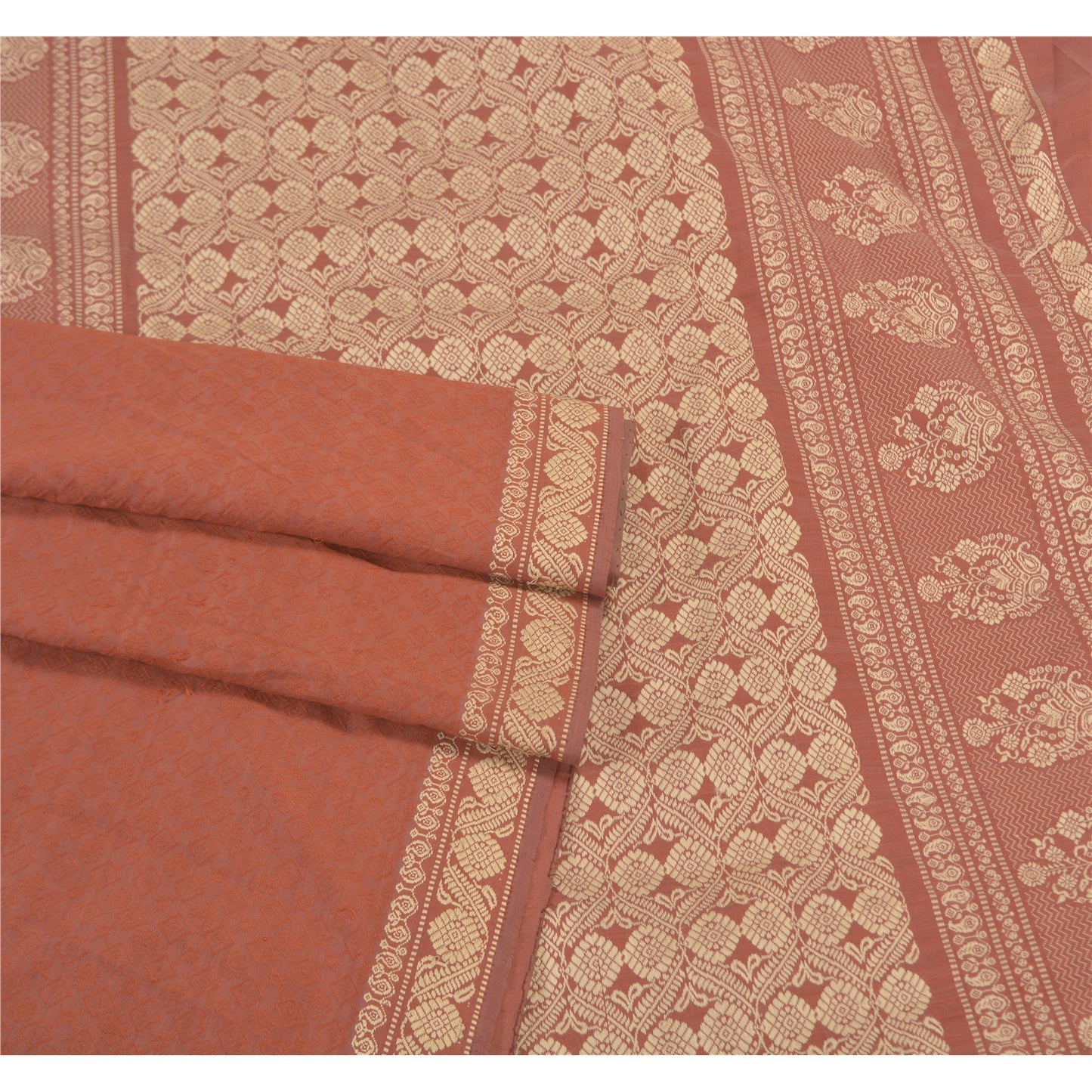 Sanskriti Vintage Brown Sarees Blend Silk Hand-Woven Premium Sari Craft Sustainable Fabric