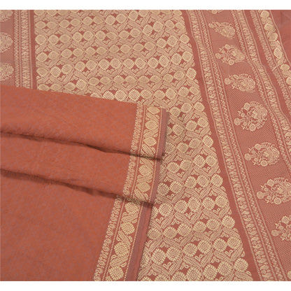 Sanskriti Vintage Brown Sarees Blend Silk Hand-Woven Premium Sari Craft Sustainable Fabric