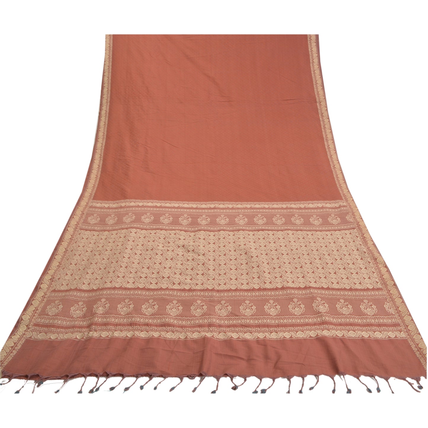 Sanskriti Vintage Brown Sarees Blend Silk Hand-Woven Premium Sari Craft Sustainable Fabric