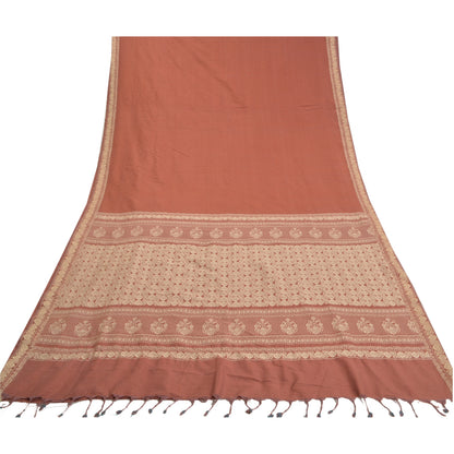 Sanskriti Vintage Brown Sarees Blend Silk Hand-Woven Premium Sari Craft Sustainable Fabric