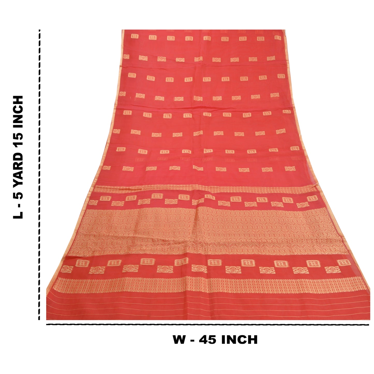Sanskriti Vintage Red Saree Pure Organza Silk Handwoven Tant Craft Sari Sustainable Fabric